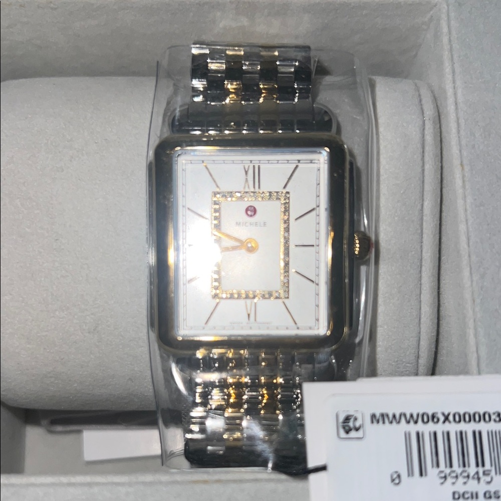 Michele Gold and Silver Rectangular Watch - image 6